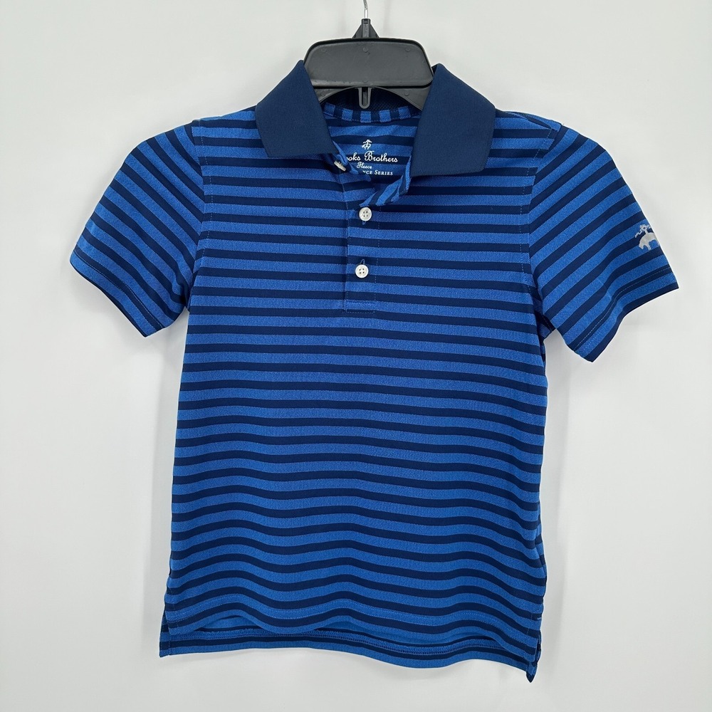 Brooks Brothers Fleece Performance Series Polo Shirt Kids Small Blue Preppy Golf